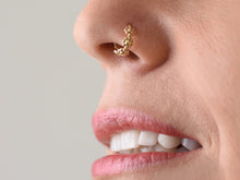 Load image into Gallery viewer, 14k Solid Gold Tribal Floral Nose Ring