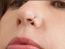 Load image into Gallery viewer, 14k Gold Floral Boho Hoop Ring