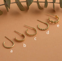 Load image into Gallery viewer, 14k Solid Gold Tribal Hoop Earrings