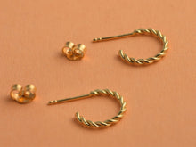 Load image into Gallery viewer, 14k Solid Gold Tribal Hoop Earrings