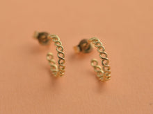 Load image into Gallery viewer, 14k Solid Gold Tribal Hoop Earrings