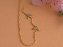 Load image into Gallery viewer, 14k Gold Asymmetric Necklace With Two Flying Birds - Mika