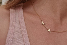 Load image into Gallery viewer, 14k Gold Asymmetric Necklace With Two Flying Birds - Mika