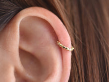 Load image into Gallery viewer, 14K Solid Gold Dotted Hoop Ring