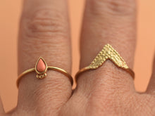 Load image into Gallery viewer, Set of Two 14k Gold Chevron and Drop Rings