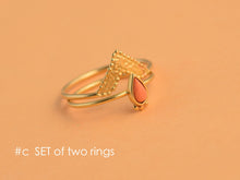 Load image into Gallery viewer, Set of Two 14k Gold Chevron and Drop Rings
