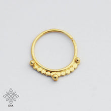 Load image into Gallery viewer, 14k Gold Bohemian Dotted Hoop Ring