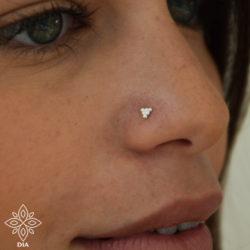 Silver Dotted Triangle Nose Stud