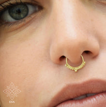 Load image into Gallery viewer, 14k Gold Bohemian Dotted Hoop Ring