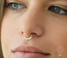 Load image into Gallery viewer, 14k Gold Bohemian Dotted Hoop Ring