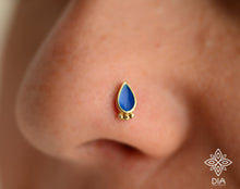 Load image into Gallery viewer, 14k Gold Tiny Evil Eye Drop Nose Stud