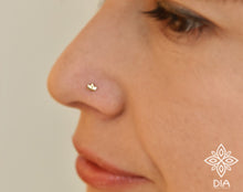 Load image into Gallery viewer, 14k Solid Gold Tiny Crown Nose Stud