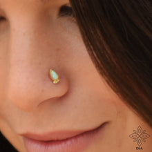 Load image into Gallery viewer, 14k Gold White Opal Drop Nose Stud