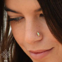 Load image into Gallery viewer, 14k Gold White Opal Drop Nose Stud