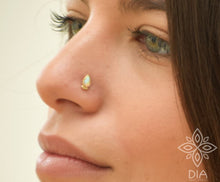 Load image into Gallery viewer, 14k Gold White Opal Drop Nose Stud