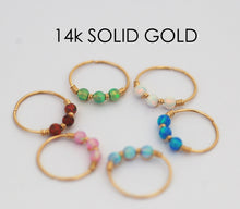 Load image into Gallery viewer, 14K Gold Beaded Opal Nose Hoop