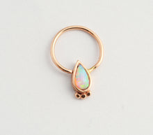 Load image into Gallery viewer, 14k Gold Opal Stone Hoop Ring