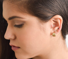 Load image into Gallery viewer, 14k Solid Gold Minimal Flower Hoop Ring