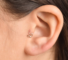 Load image into Gallery viewer, 14k Solid Gold Minimal Flower Hoop Ring