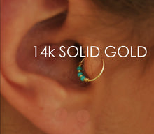 Load image into Gallery viewer, 14k Gold Nose Hoop with Turquoise Beads