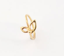 Load image into Gallery viewer, 14k Solid Gold Minimal Flower Hoop Ring