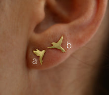 Load image into Gallery viewer, 14k Gold Flying Bird Stud Earrings