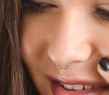Load image into Gallery viewer, 14k Gold Trio Dots Hoop Ring