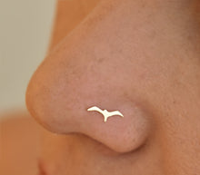 Load image into Gallery viewer, 14k Gold Flying Bird Nose Stud