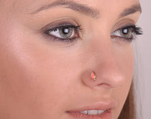 Load image into Gallery viewer, 14k Yellow Gold Boho Tiny Drop Nose Stud