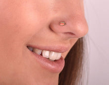 Load image into Gallery viewer, 14k Gold Pink Coral Evil Eye Nose Stud