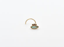 Load image into Gallery viewer, 14k Gold White Opal Evil Eye Nose Stud