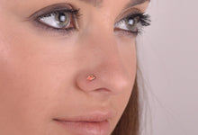Load image into Gallery viewer, 14k Gold Pink Coral Evil Eye Nose Stud
