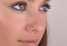 Load image into Gallery viewer, 14k Solid Gold Evil Eye Pink Coral Nose Stud
