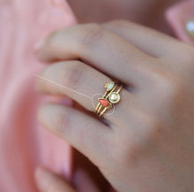 Load image into Gallery viewer, 14k Gold Pink Coral Drop Ring
