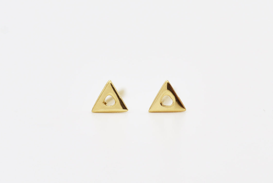 14k Gold Triangle Boho Stud Earrings