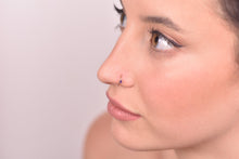 Load image into Gallery viewer, 14k Gold Purple Drop Nose Ring