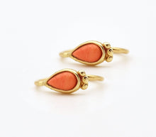 Load image into Gallery viewer, 14k Gold Tiny Pink Coral Hoop Earrings