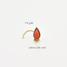 Load image into Gallery viewer, 14k Yellow Gold Boho Tiny Drop Nose Stud