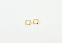 Load image into Gallery viewer, 14k Gold Dainty Square Stud Earrings
