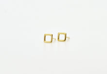 Load image into Gallery viewer, 14k Gold Dainty Square Stud Earrings