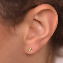 Load image into Gallery viewer, 14k Gold Triangle Boho Stud Earrings
