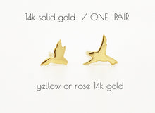 Load image into Gallery viewer, 14k Gold Studs Earrings - Flying Sparrow - One Pair