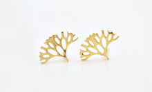 Load image into Gallery viewer, 14K Gold Branch Stud Earrings