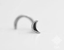 Load image into Gallery viewer, Silver Crescent Moon Nose Stud