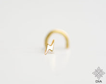 Load image into Gallery viewer, 14k Gold Tiny Lightning Nose Stud