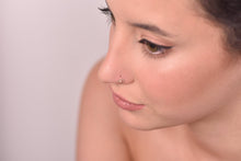 Load image into Gallery viewer, 14k Solid Gold Minimal Flower Hoop Ring