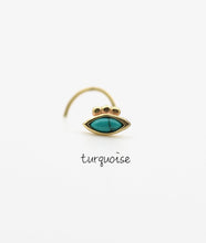 Load image into Gallery viewer, 14k Gold Mini Evil Eye Nose Stud with Turquoise
