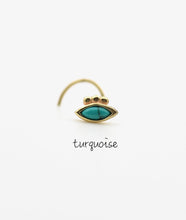Load image into Gallery viewer, 14k Gold Mini Evil Eye Nose Stud with Turquoise