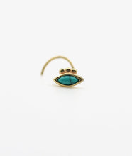 Load image into Gallery viewer, 14k Gold Mini Evil Eye Nose Stud with Turquoise