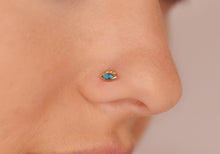 Load image into Gallery viewer, 14k Gold Mini Evil Eye Nose Stud with Turquoise